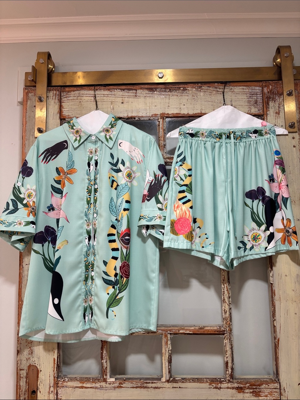 Floral Mint Two-Piece Lounge Set - Brand: